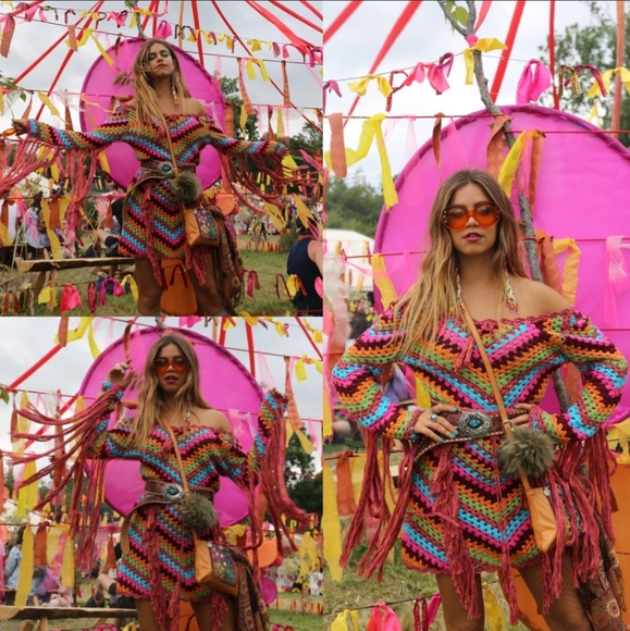 Spell designs Joni rainbow Crochet top S/M tassels - Picture 4 of 8